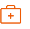 A briefcase with a plus symbol in the center.